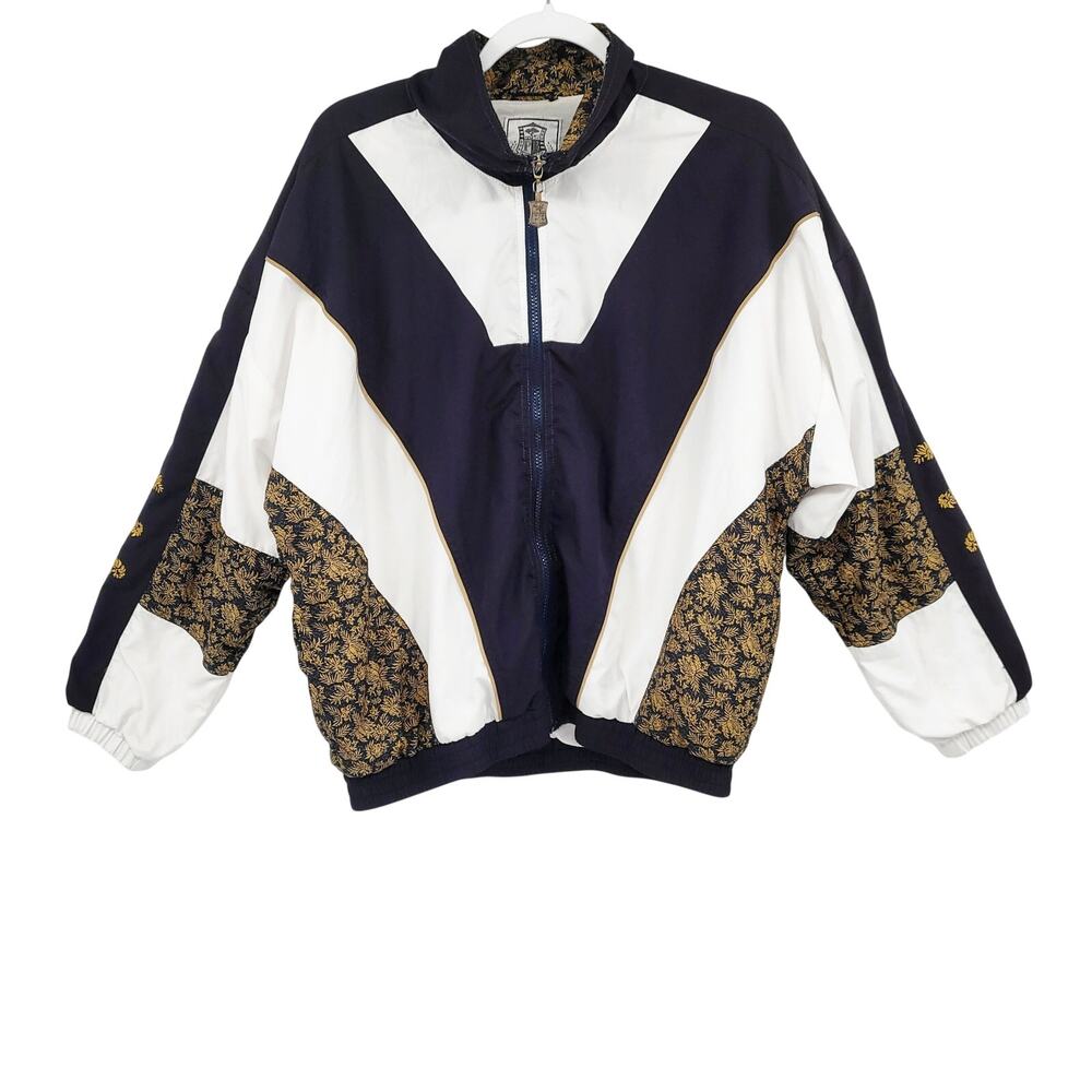 Vintage Pebble Beach Women's Size M Retro "Grandma Core Track Jacket" Colorblock